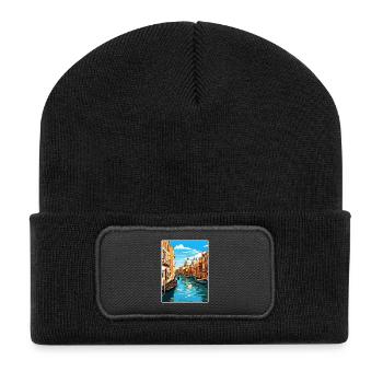 Venedig Italien Dekoration Markusplatz Souvenir - Recycelte Patch Beanie - Schwarz - Vorne