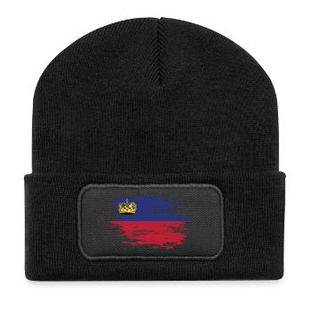 Liechtenstein Flagge used - Recycelte Patch Beanie - Schwarz - Vorne