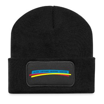 Klima Lüftung Heizung Sanitär - Recycelte Patch Beanie - Schwarz - Vorne