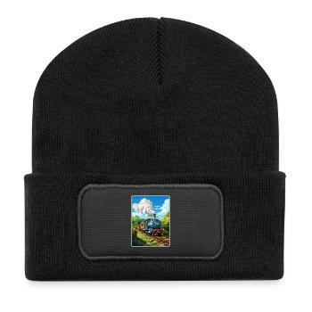 Puffing Billy Eisenbahn Vintage Reiseposter WPA - Recycelte Patch Beanie - Schwarz - Vorne