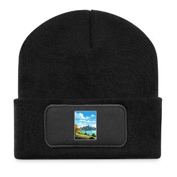 Montreal Kanada Vintage Reiseposter WPA Souvenir - Recycelte Patch Beanie - Schwarz - Vorne