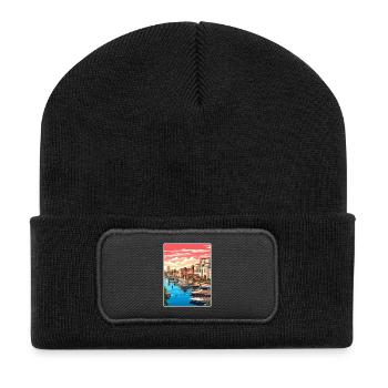San Diego, Kalifornien, Vintage-Reiseposter, WPA-Kunst - Recycelte Patch Beanie - Schwarz - Vorne