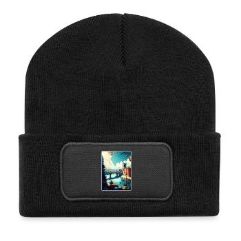 Exeter England Vintage Reiseposter WPA Souvenir - Recycelte Patch Beanie - Schwarz - Vorne