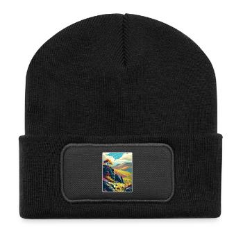 Peak District Uk Vintage Reiseposter Souvenir - Recycelte Patch Beanie - Schwarz - Vorne