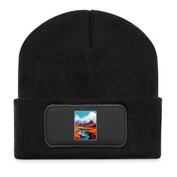 Ben Nevis Schottland Vintage Reiseposter Souvenir - Recycelte Patch Beanie - Schwarz - Vorne