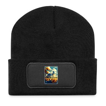Loire-Tal Frankreich Vintage Reiseposter Souvenir - Recycelte Patch Beanie - Schwarz - Vorne