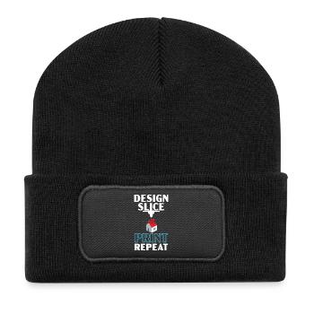Design Slice Druck Wiederholung Machinist 3D Druck - Recycelte Patch Beanie - Schwarz - Vorne