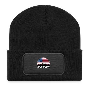 Jackson Mississippi Usa Flagge Skyline Silhouette Tr - Recycelte Patch Beanie - Schwarz - Vorne