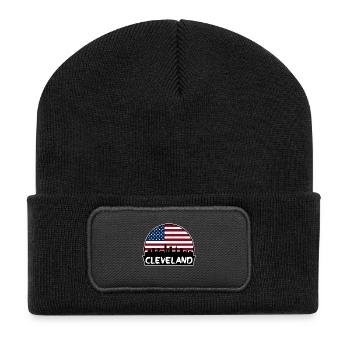 Cleveland, Ohio, USA, Flagge, Skyline, Silhouette, Reisen - Recycelte Patch Beanie - Schwarz - Vorne