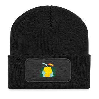 Ananas Drink - Tropischer Cocktail Sommer - Recycelte Patch Beanie - Schwarz - Vorne