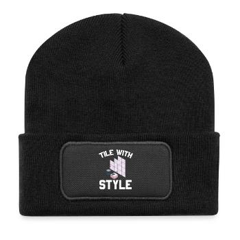 Fliesenleger Fliesensetzer Beruf Fugenleger Fliese - Recycelte Patch Beanie - Schwarz - Vorne