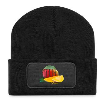 Mango Lover – Tropische Frucht Sommer Motiv - Recycelte Patch Beanie - Schwarz - Vorne
