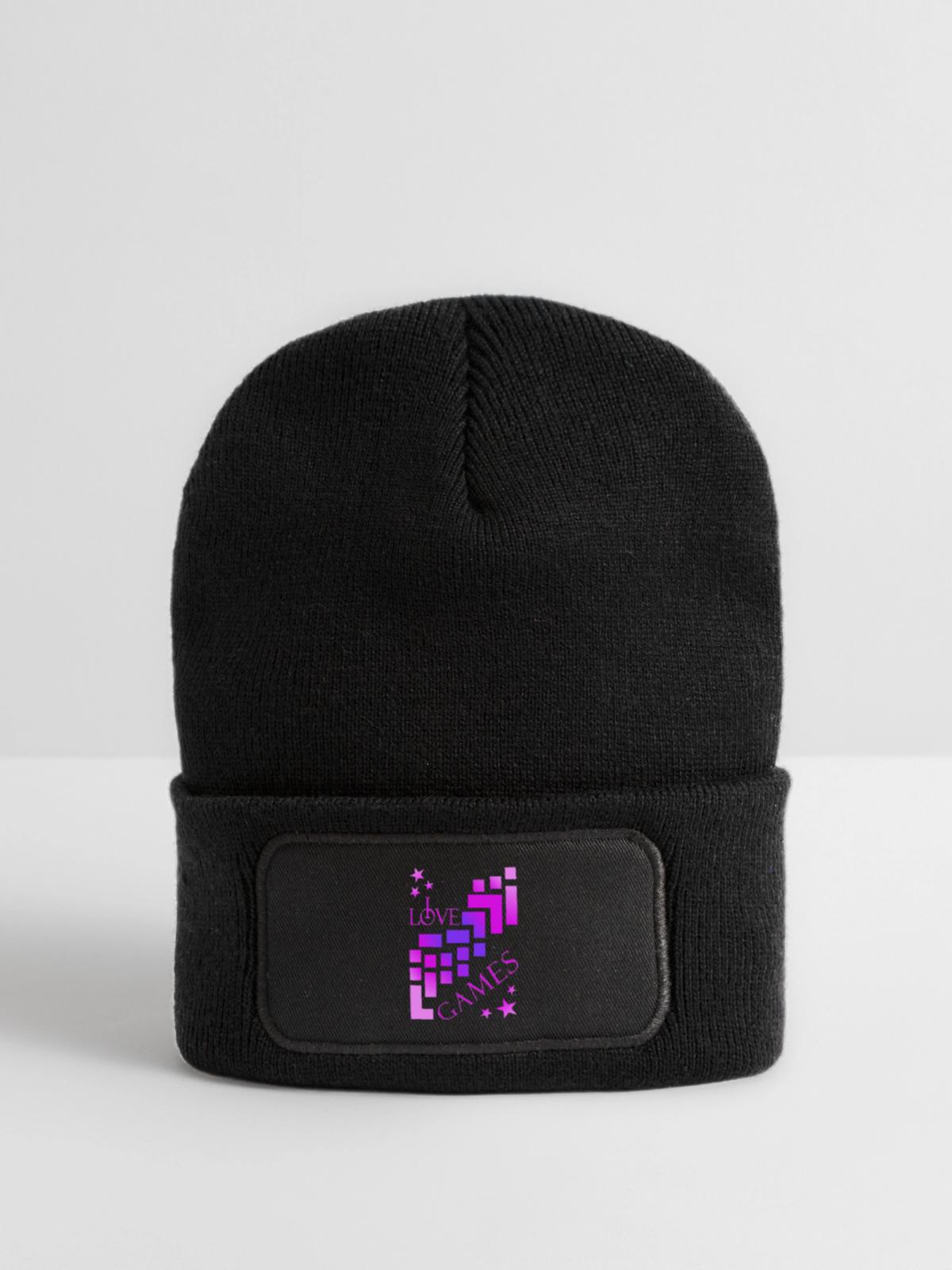 Bausteine Spieler - Recycelte Patch Beanie - Schwarz - Vorne