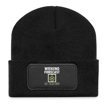Wochenendvorhersage 100% Chance auf 3D-Druck - Recycelte Patch Beanie - Schwarz - Vorne