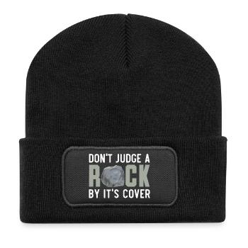 Beurteilen Sie einen Felsen nicht nach seiner Hüll - Recycelte Patch Beanie - Schwarz - Vorne