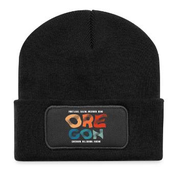 Oregon USA Bundesstaat Amerika Reisen Oregonian Sa - Recycelte Patch Beanie - Schwarz - Vorne