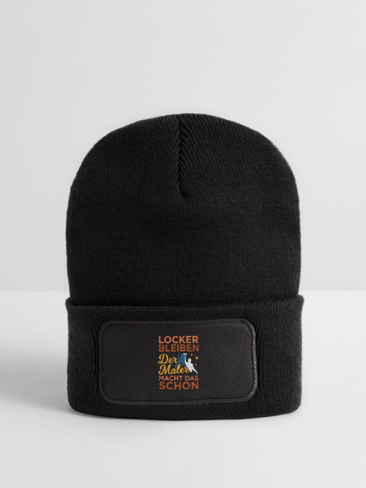 Maler - Recycelte Patch Beanie - Schwarz - Vorne