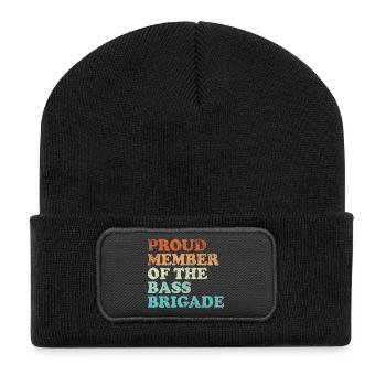 Proud Member of the Bass Brigade - retro hell - Recycelte Patch Beanie - Schwarz - Vorne