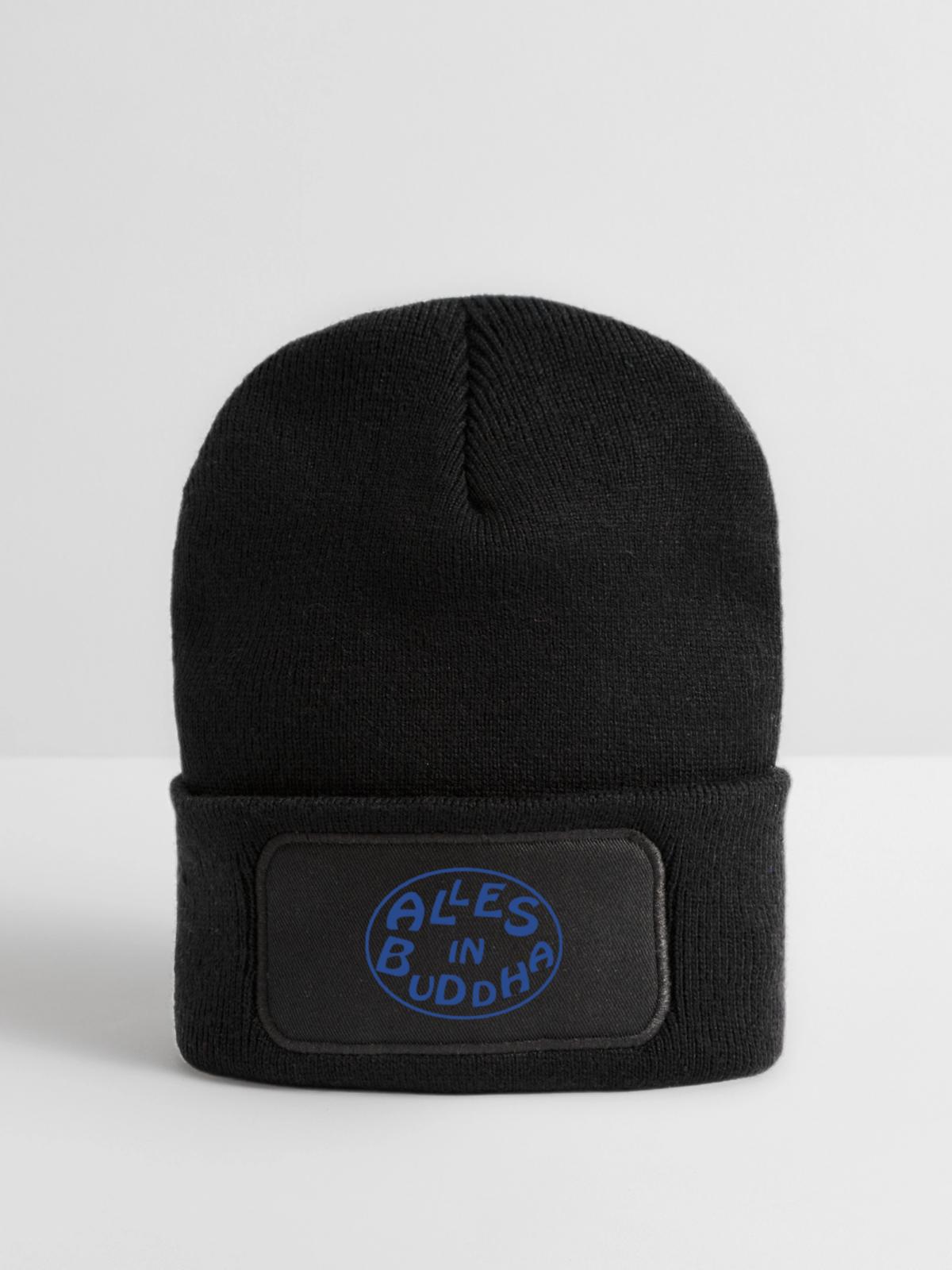 alles in buddha - Recycelte Patch Beanie - Schwarz - Vorne