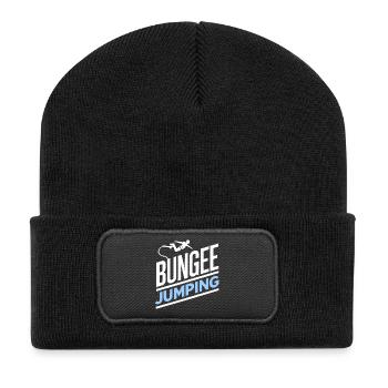  Bungee Jumper Geschenkidee, Bungy Jumps, Bungee - Recycelte Patch Beanie - Schwarz - Vorne