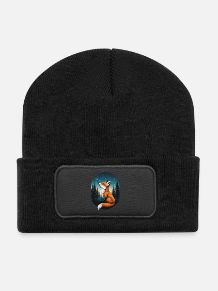 Fuchs Sternenhimmel - Recycelte Patch Beanie - Schwarz