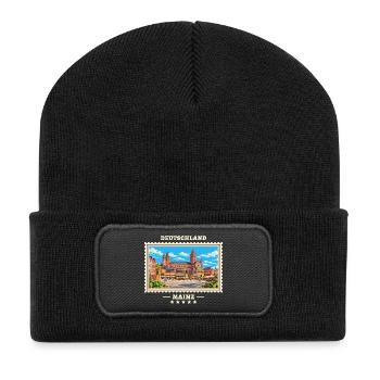 Deutschland Mainz Vintage Reisemarke - Recycelte Patch Beanie - Schwarz - Vorne