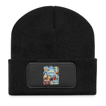 Argentinien Reisesticker - Recycelte Patch Beanie - Schwarz - Vorne