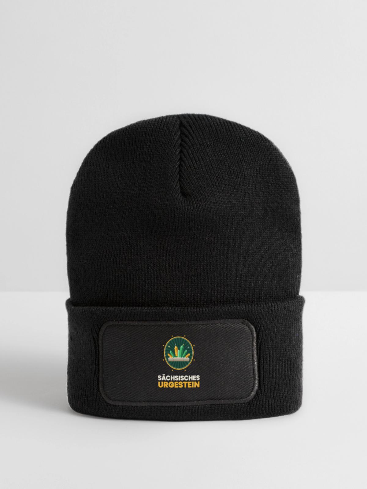 SACHSEN SÄCHSISCHES URGESTEIN - Recycelte Patch Beanie - Schwarz - Vorne