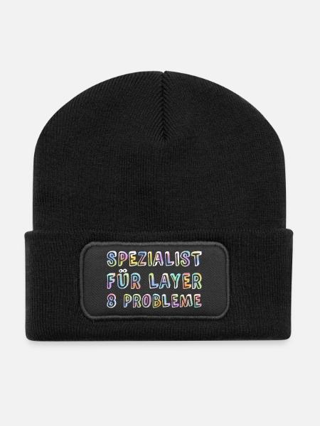 Spezialist Für Layer 8 Probleme Informatiker Admin - Recycelte Patch Beanie - Schwarz