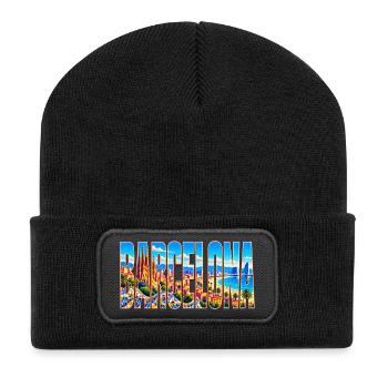 Barcelona-33cm - Recycelte Patch Beanie - Schwarz - Vorne