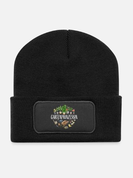Gartenprinzessin - Recycelte Patch Beanie - Schwarz