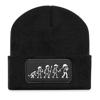  Golfspieler Golf Golfball Evolution Strichmänchen - Recycelte Patch Beanie - Schwarz - Vorne