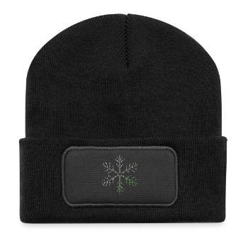 Binärcode Schneeflocke Programmierer Informatik - Recycelte Patch Beanie - Schwarz - Vorne
