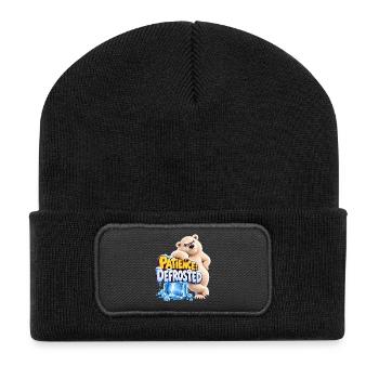 Patience: Defrosted | cooler Eisbär | Cartoon - Recycelte Patch Beanie - Schwarz - Vorne
