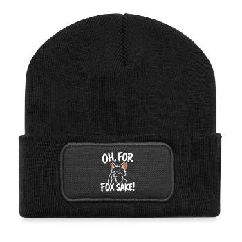 Oh, um des Fuchses willen – Lustiger sarkastischer Fuchs - Recycelte Patch Beanie - Schwarz - Vorne