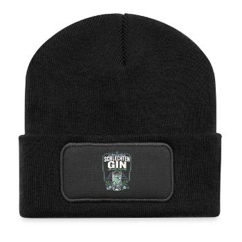 Gin Spruch – Schlechter Gin & Lange Meetings - Recycelte Patch Beanie - Schwarz - Vorne