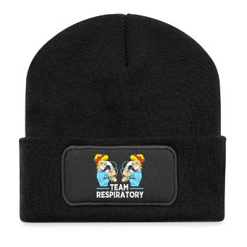 Atmung Atmen Sauerstoff - Recycelte Patch Beanie - Schwarz - Vorne