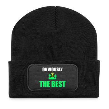 Offensichtlich das Beste - Recycelte Patch Beanie - Schwarz - Vorne