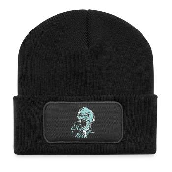 Skelett Eiskalt Blau - Recycelte Patch Beanie - Schwarz - Vorne