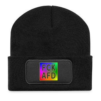 FCK AFD - Recycelte Patch Beanie - Schwarz - Vorne
