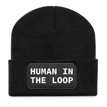 Human in the Loop Tech-Print - Recycelte Patch Beanie - Schwarz - Vorne