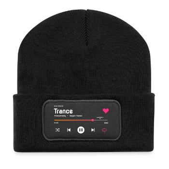 Trance Music Player - Repeat Forever - Recycelte Patch Beanie - Schwarz - Vorne