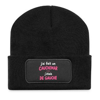 Ich hatte einen Albtraum, ich war links - Recycelte Patch Beanie - Schwarz - Vorne