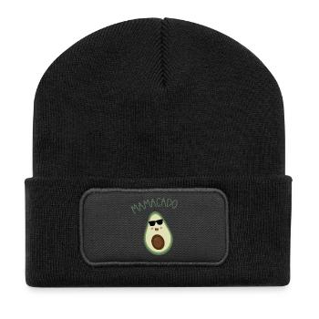 Mamacado Avocado Cartoon mit Sonnenbrille - Recycelte Patch Beanie - Schwarz - Vorne
