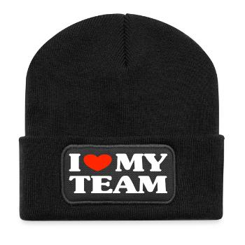 Team Teamwork Spruch - Recycelte Patch Beanie - Schwarz - Vorne