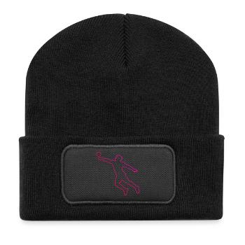 Geschenkidee für einen Faustball-Fan mit Teamspiel - Recycelte Patch Beanie - Schwarz - Vorne