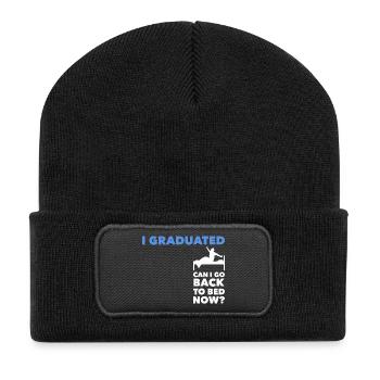 I Graduated Can I Go Back To Bed Abschluss - Recycelte Patch Beanie - Schwarz - Vorne