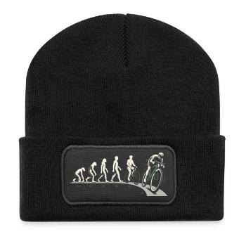 Rennrad Evolution Vom Affen Zum Radfahrer Radsport - Recycelte Patch Beanie - Schwarz - Vorne