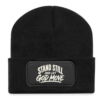 Brush Hope Steh still und lass Gott sich bewegen - Recycelte Patch Beanie - Schwarz - Vorne