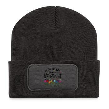 Es ist soweit Ich bin in Altersteilzeit - Blumen - Recycelte Patch Beanie - Dunkelgrau - Vorne